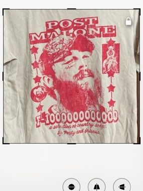 Post Malone Cream Short-Sleeve Tee with Red Graphic